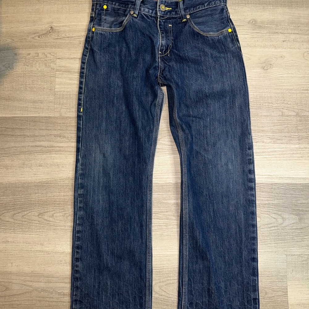 Ultra Rare Limited Edition LEVI’S 523 Yellow Patch & Spot Turn Up Jeans